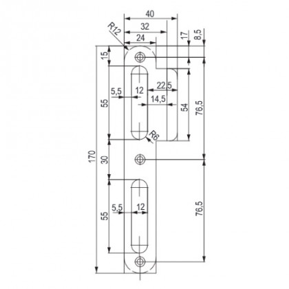 TWIN Counter-sheet for rebated doors - long, right