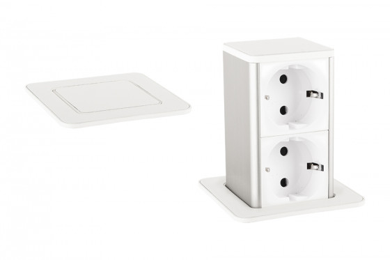 StrongPower PowerUp socket, 2x230V, White, Schuko