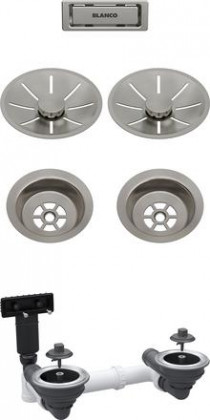 BLANCO 207441 Drain Kit 2x3.5" InFino Satin Platinum