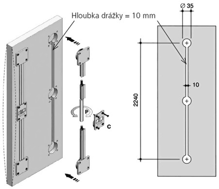 SISCO 0016/100 sliding door reinforcement black