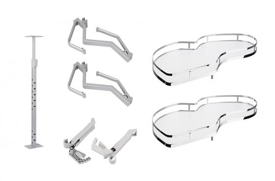 Strongwire Corner Shelf, Classic, Soft-Closing, 450Mm, Left, White/Chrome