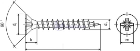 Screw PZ 3.5x16 countersunk head zinc white PZ2