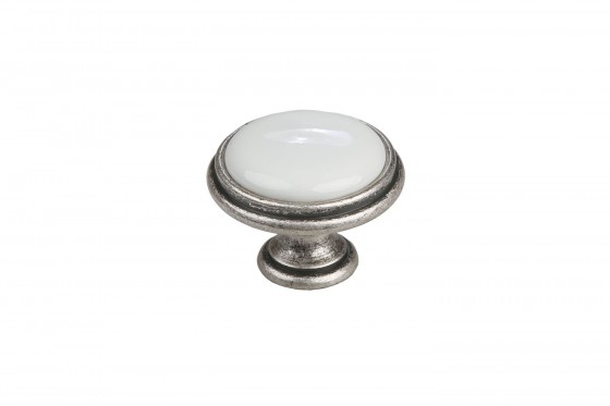 TULIP Knob Margarita antique pewter/porcelain white