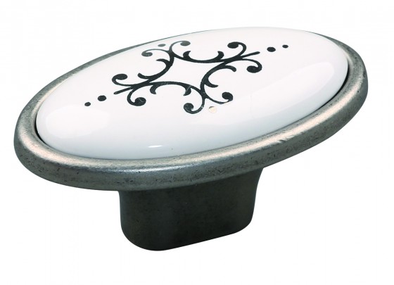 Marella Design Knob Venice O old silver/porcelain motive
