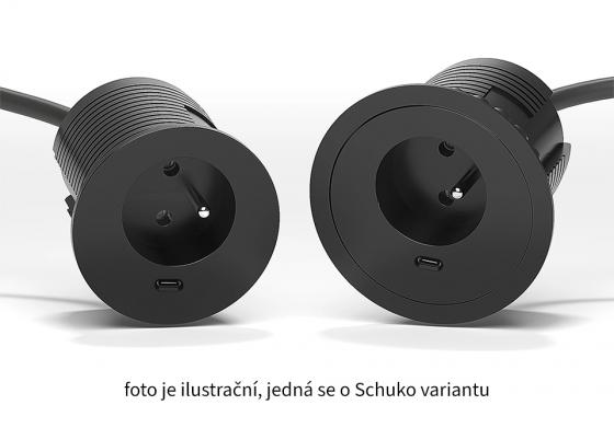 VersaTag 1x 230V, 1x USB-C, black, Schuko