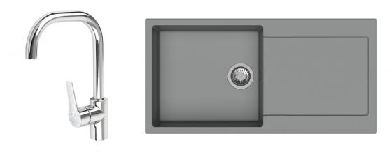 StrongSinks S3 Set Sink Zala 1000 1000x500mm granite gray + tap Garonne chrome