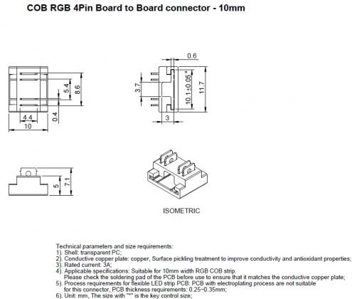 StrongLumio CCT/RGB COB LED strip connector - 10mm strip