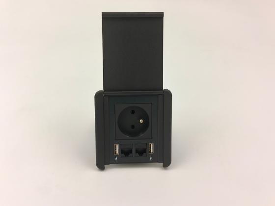 StrongPower elektrická zásuvka SourceCover, USB, RJ45, FR, černá