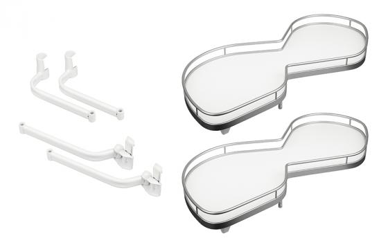 Kes 235011 Lemans Ii, Corner Shelves, Arena Classic, 400Mm, Left - White/Silver