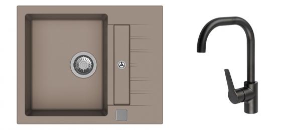 K-StrongSinks S3 Set sink Vardar 615x500mm granite beige + Bater. Garonne black