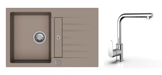K-StrongSinks S3 Set sink Vardar 780x500mm granite beige + Tap  Stréva chrome