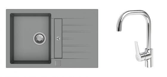 K-StrongSinks S3 Set sink Vardar 780x500mm granite grey + Tap Garonne chrome