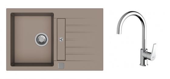 K-StrongSinks S3 Set sink Vardar 780x500mm granite beige + Tap Rhona chrome