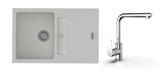 K-StrongSinks S3 Set sink Vardar 780x500mm granite white + Tap  Stréva chrome