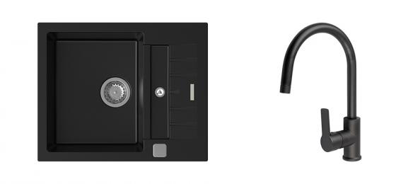 K-StrongSinks S3 Set sink Vardar 615x500mm granite black + Tap Loira black