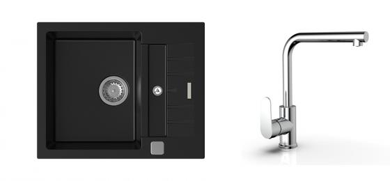 K-StrongSinks S3 Set sink Vardar 615x500mm granite black + Bater. Stréva chrome