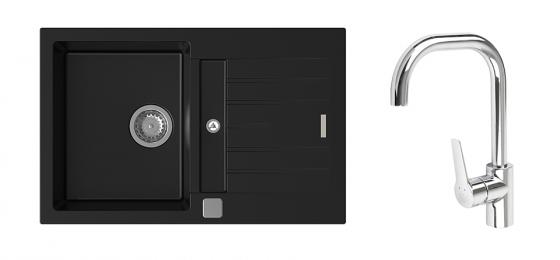 K-StrongSinks S3 Set sink Vardar 780x500mm granite black + Tap Garonne chrome