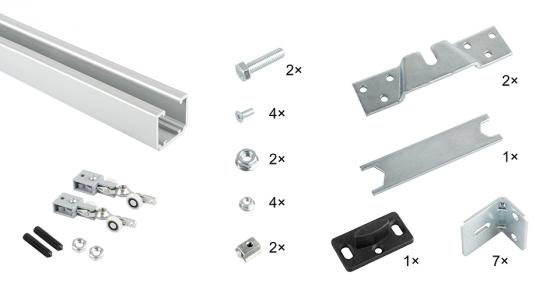 SISCO posuvné interiérové kování sada pro 1 křídlo, vedení 3m, 40kg, 2x brzda