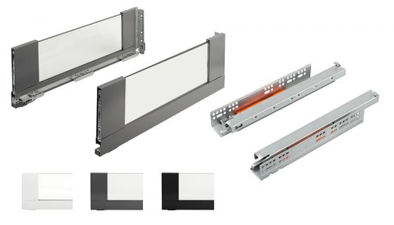 K-StrongMax 16 drawer H185/450mm glass side panel push, blac