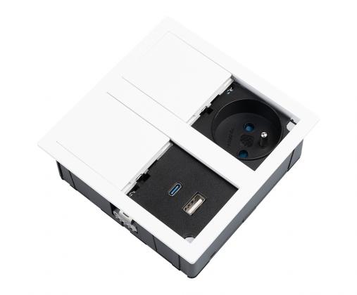 Versahit Dual Electrical Socket 1X 230V, French Type, Usb A/C 5V White Ral9003
