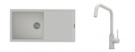 K-StrongSinks S3 Set Sink Labe 1000x500mm granite white + Tap Arda white