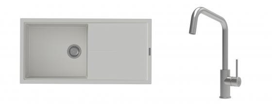 K-StrongSinks S3 Set Sink Labe 1000x500mm granite white + Tap Arda inox