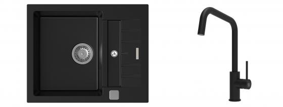 K-StrongSinks S3 Set Sink Vardar 615x500mm granite black + Tap  Arda black