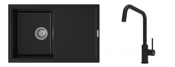 K-StrongSinks S3 Set Sink Labe 780x500mm granite black + Tap  Arda black
