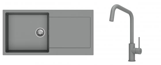 K-StrongSinks S3 Set Sink Zala 1000x500mm granite grey + Tap Arda grey