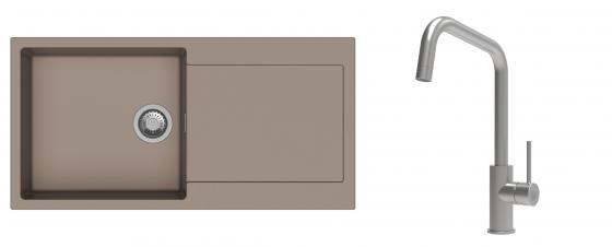K-StrongSinks S3 Set Sink Zala 1000x500mm granite beige + Tap Arda inox