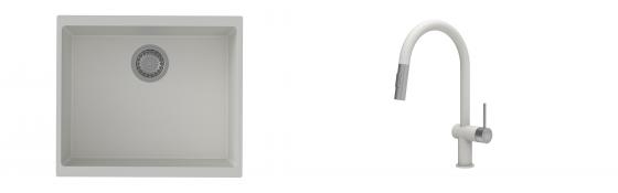 K-StrongSinks S3 Set Sink Hron 530x460mm granite white + Tap Neris white