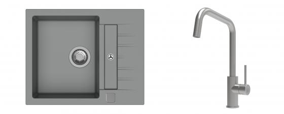 K-StrongSinks S3 Set Sink Vardar 615x500mm granite grey + Tap Arda inox