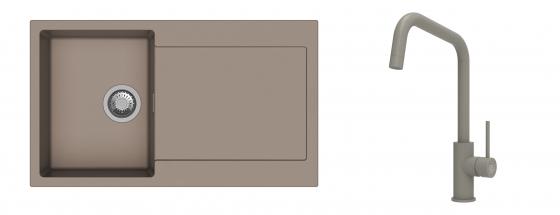 K-StrongSinks S3 Set Sink Zala 860x500mm granite beige + Tap Arda beige