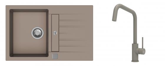 K-StrongSinks S3 Set Sink Vardar 780x500mm granite beige + Tap Arda beige