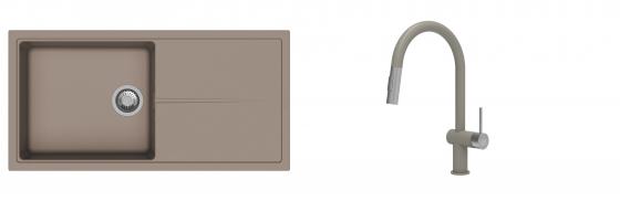 K-StrongSinks S3 Set Sink Labe 1000x500mm granite beige + Tap Neris beige