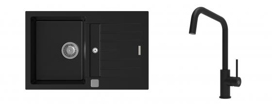 K-StrongSinks S3 Set Sink Vardar 780x500mm granite black + Tap  Arda black