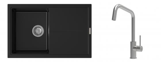 K-StrongSinks S3 Set Sink Labe 780x500mm granite black + Tap Arda inox