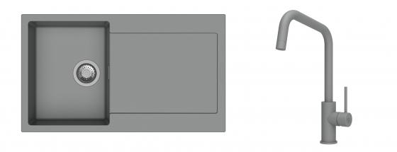 K-StrongSinks S3 Set Sink Zala 860x500mm granite grey + Tap Arda grey