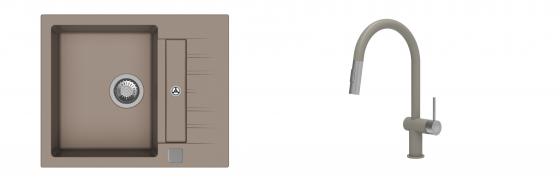 K-StrongSinks S3 Set Sink Vardar 615x500mm granite beige + Tap Neris beige
