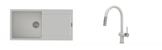 K-StrongSinks S3 Set Sink Zala 1000x500mm granite white + Tap Neris white