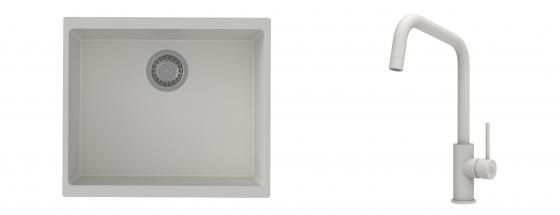 K-StrongSinks S3 Set Sink Hron 530x460mm granite white + Tap Arda white