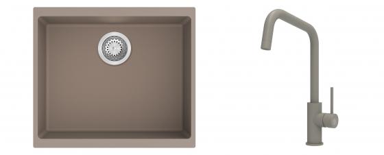 K-StrongSinks S3 Set Sink Hron 530x460mm granite beige + Tap Arda beige
