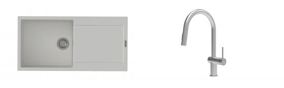 K-StrongSinks S3 Set Sink Zala 1000x500mm granite white + Tap Neris inox