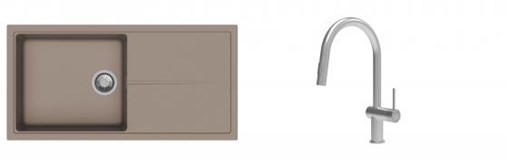 K-StrongSinks S3 Set Sink Labe 1000x500mm granite beige + Tap Neris inox