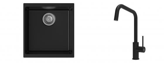 K-StrongSinks S3 Set Sink Hron 430x460mm granite black + Tap  Arda black