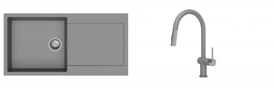K-StrongSinks S3 Set Sink Zala 1000x500mm granite grey + Tap Neris grey