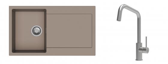 K-StrongSinks S3 Set Sink Zala 860x500mm granite beige + Tap Arda inox