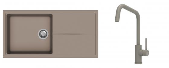K-StrongSinks S3 Set Sink Labe 1000x500mm granite beige + Tap Arda beige