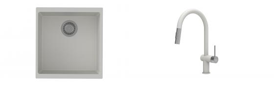 K-StrongSinks S3 Set Sink Hron 430x460mm granite white + Tap Neris white
