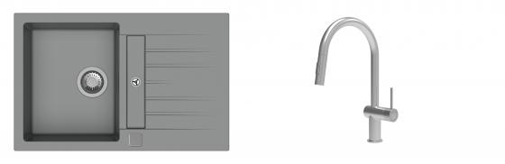 K-StrongSinks S3 Set Sink Vardar 780x500mm granite grey + Tap Neris inox